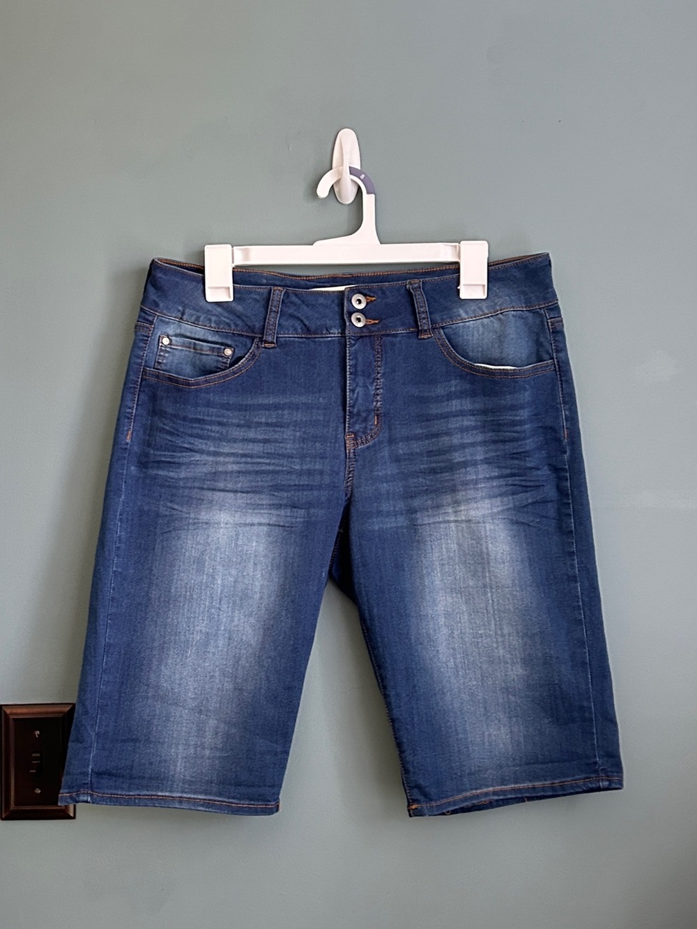 !it Jeans Claire Dark Blue Denim Bermuda Jean Shorts Curve Size 14